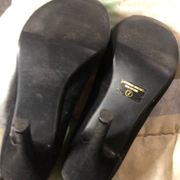 Pin up style black velvet platform pumps size 7 - Picture 4 of 9